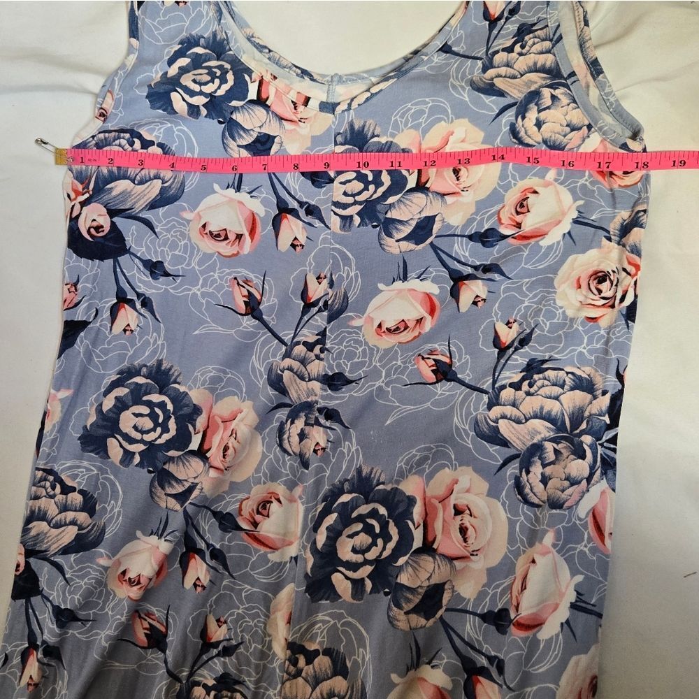 LULAROE floral baby blue Natalie‎ sleeveless wide leg jumpsuit M - Picture 9 of 15